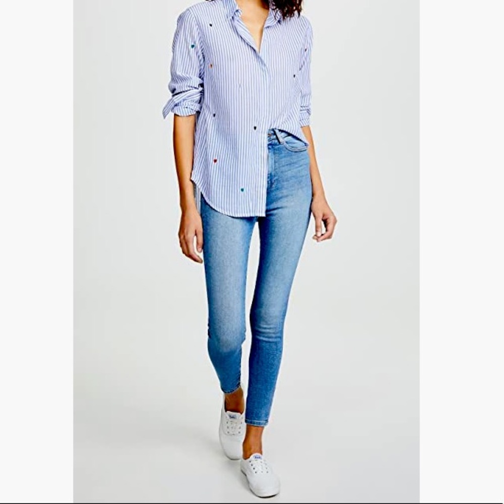 DL1961 CHRISSY ULTRA HIGH RISE SKINNY JEANS WITH DISTRESSED DETAILS SAXTON SZ 27